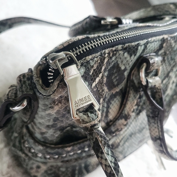 Aimee Kestenberg Snakeskin Patent Leather Chain Fringe Purse Y2K Shoulde… - Picture 10 of 16